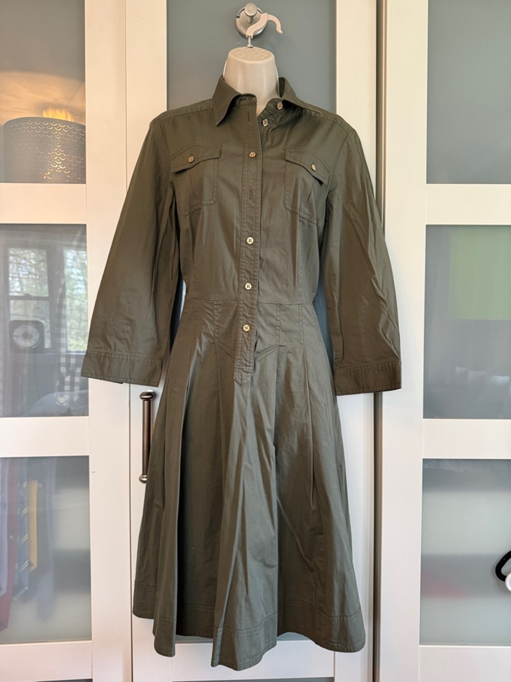 Lauren Ralph Lauren Olive Green Utility Shirt Dress 12
